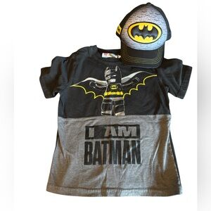 Kids Batman - T-Shirt and Matching Cap - Black and Yellow